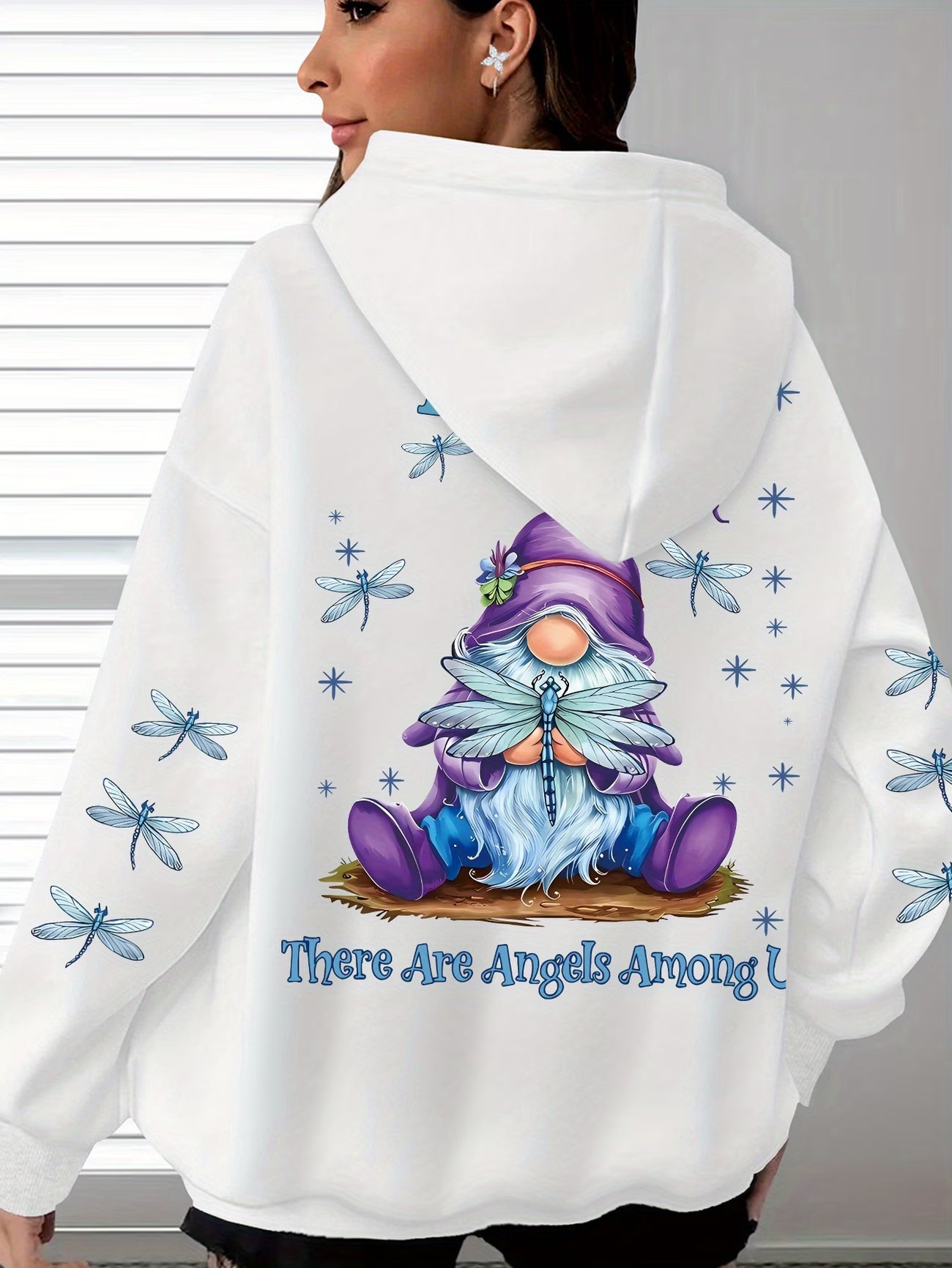 Women's Dwarf & Dragonfly Print Hoodie