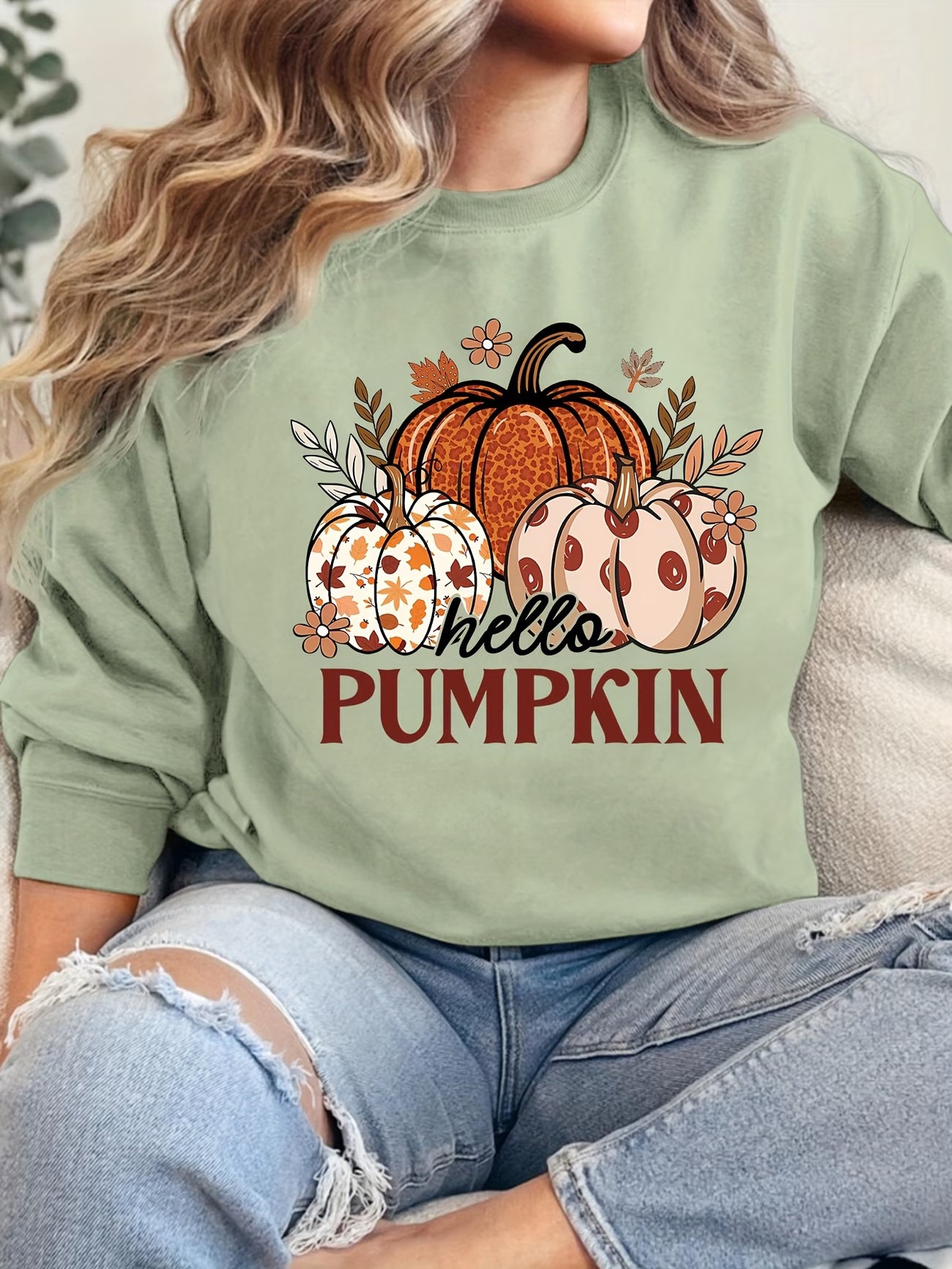 Women's Hello Pumpkin Winter Sweatshirt
