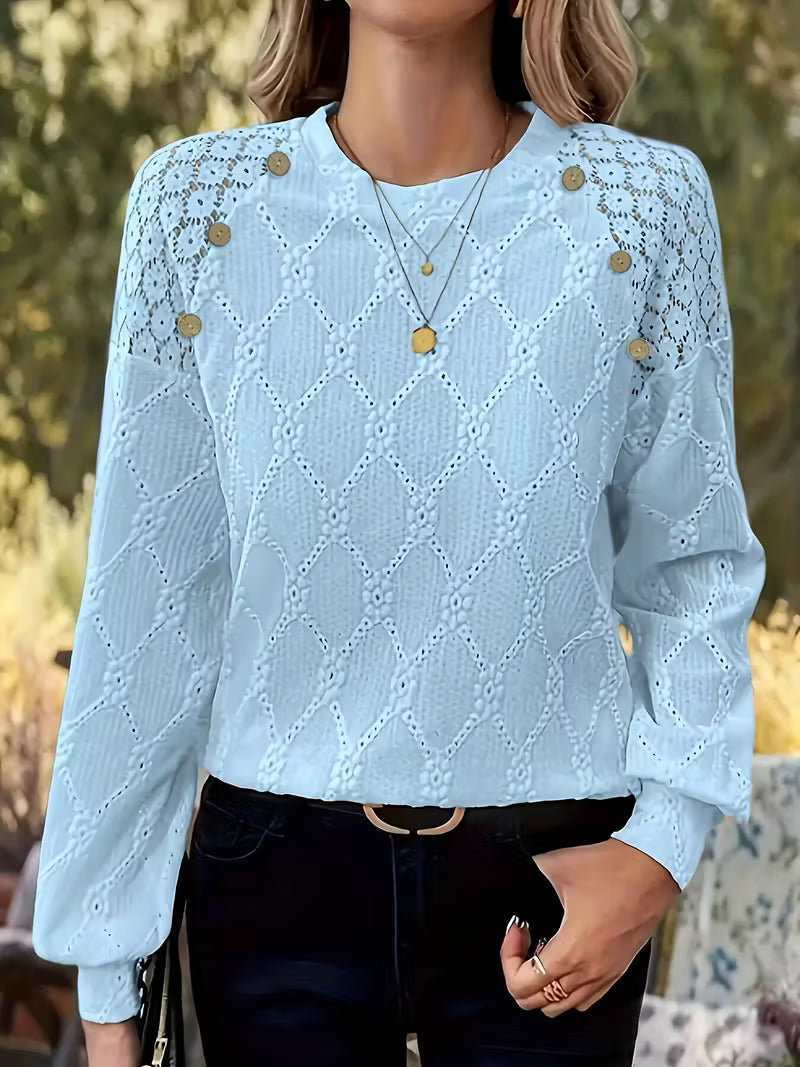 Elegant Crew Neck Solid Top