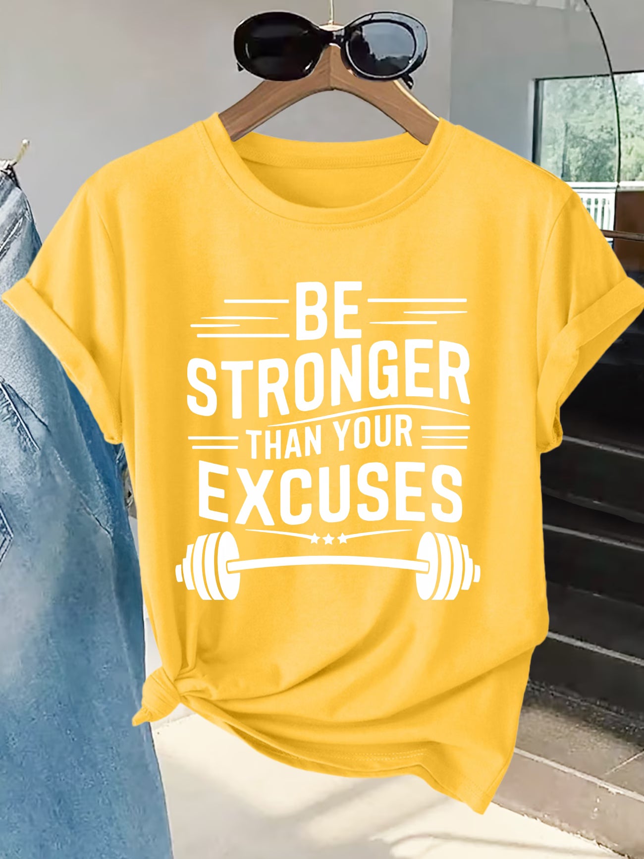 Plus Size Women's Fitness Slogan Top – Motivational Blouse-Style Active Wear