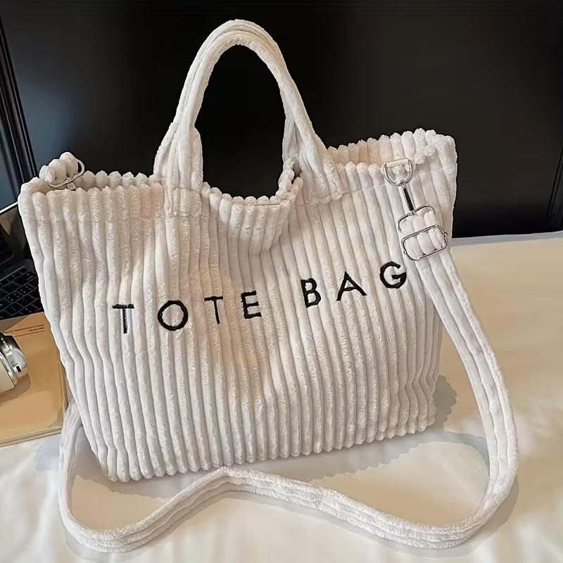 Perfect Lily Women'S Plush Corduroy-like Tote Bag