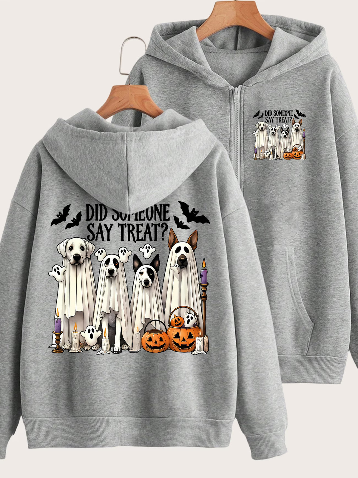 Fun Cartoon Pattern Print Y2K Zip-Up Hoodie Cardigan | All-Season Casual Jacket