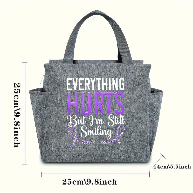 "Everything Hurts But I'm Still Smiling" Awareness Handbag | Purple Ribbon