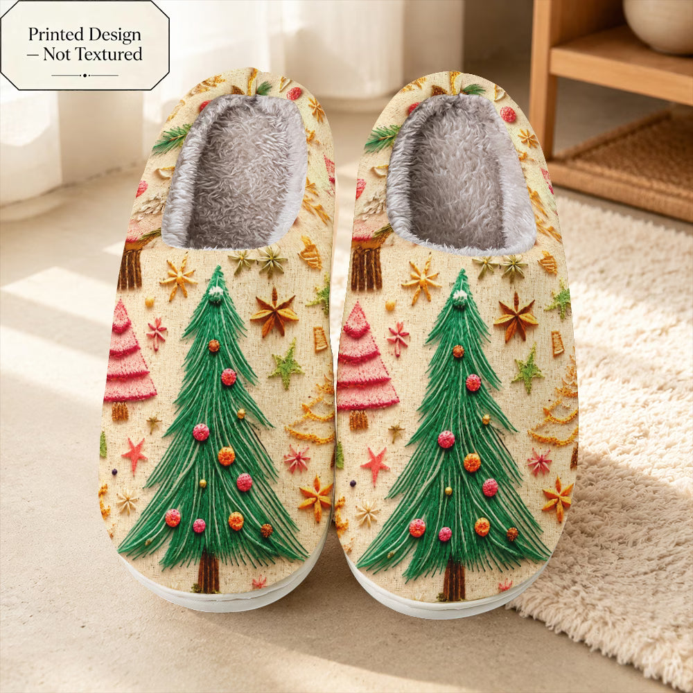 Christmas Tree & Snowflake Festive Soft Slippers