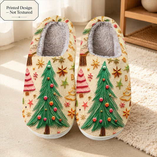 Christmas Tree & Snowflake Festive Soft Slippers