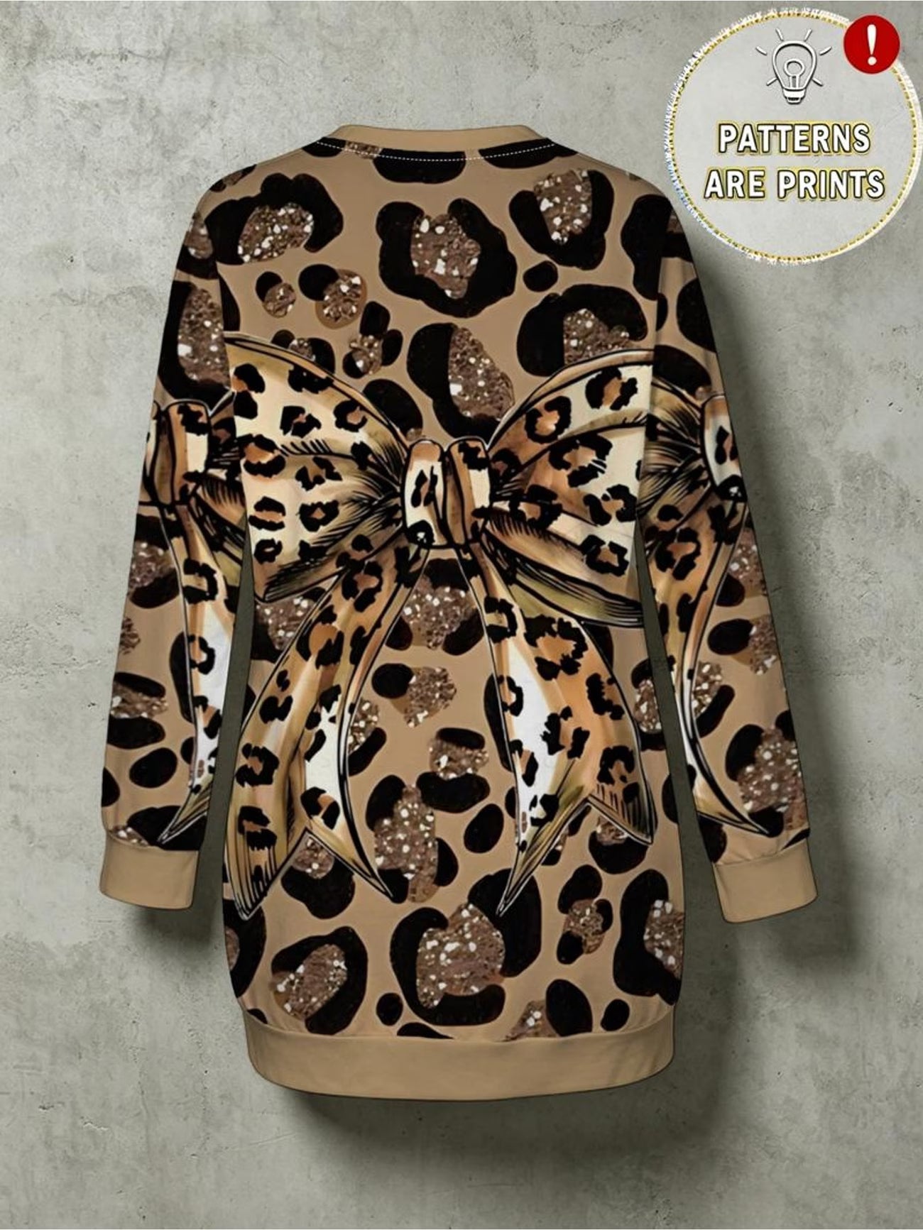 Leopard Butterfly Print Bow Sweatshirt