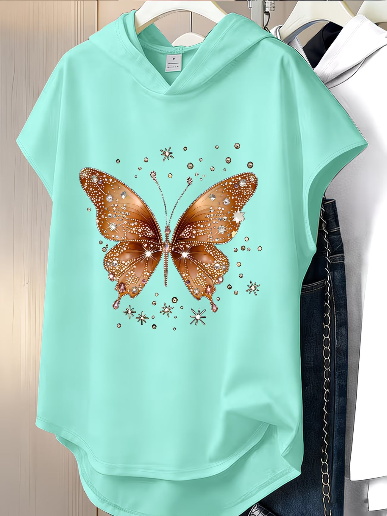 Hooded Butterfly Print T-Shirt — Fashion-Forward Loose Fit