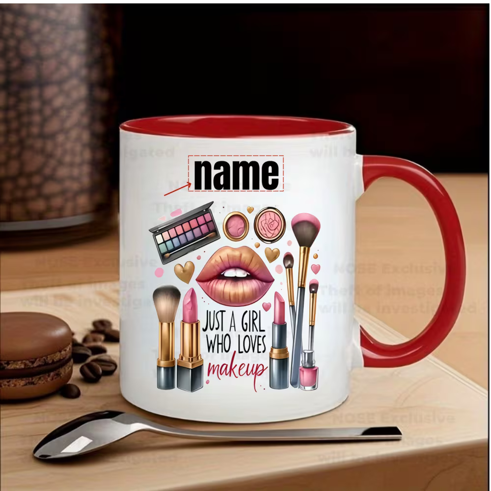 Customizable Makeup-Themed Mug That Can Have a Name Or Text Printed on It
