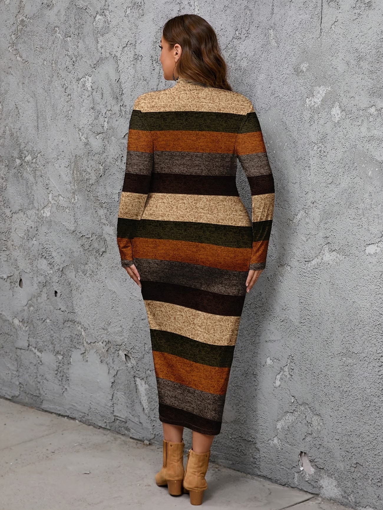 Women's Plus Size Striped -Line Dress