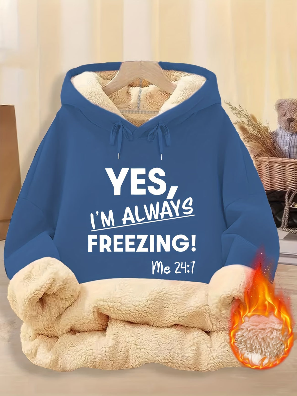 Women's Fleece-Lined Hooded Sweatshirt with Pockets