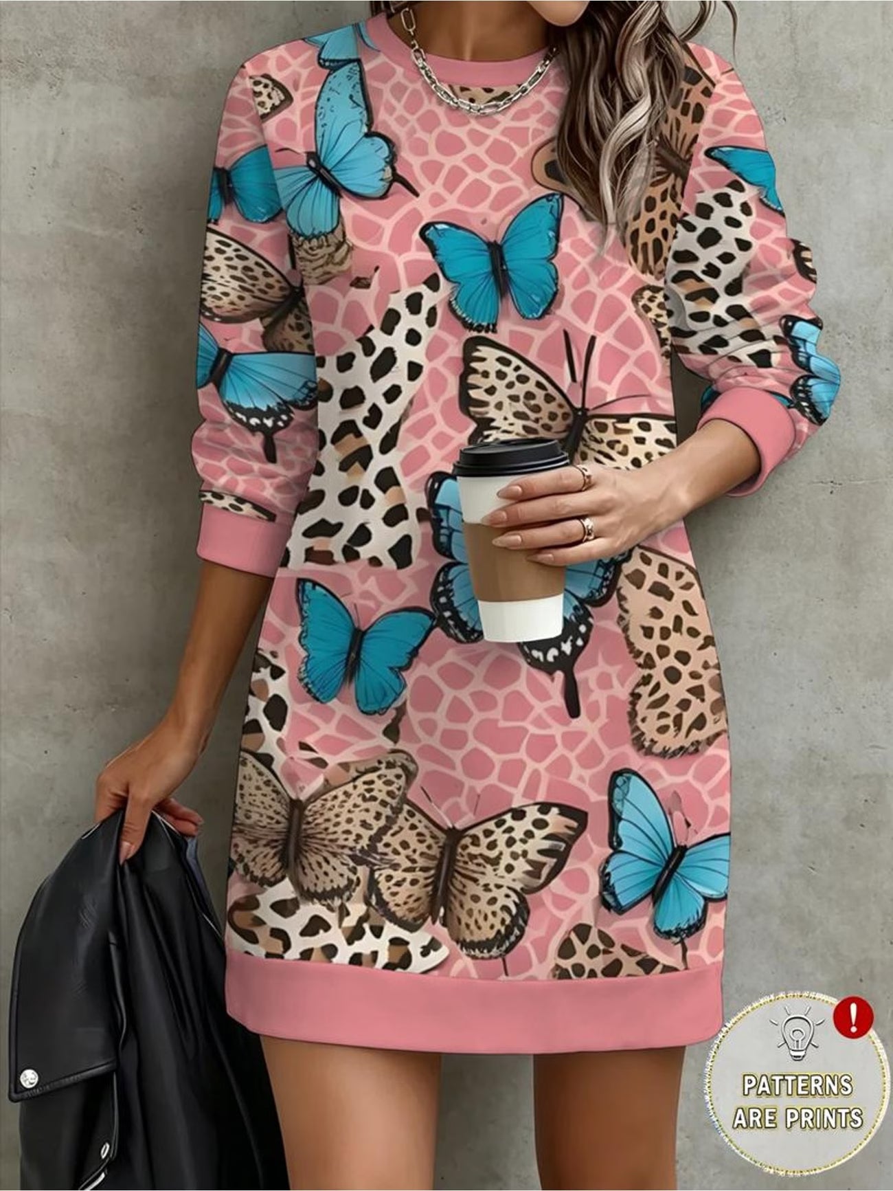 Leopard Butterfly Full Print Loose Sweatshirt