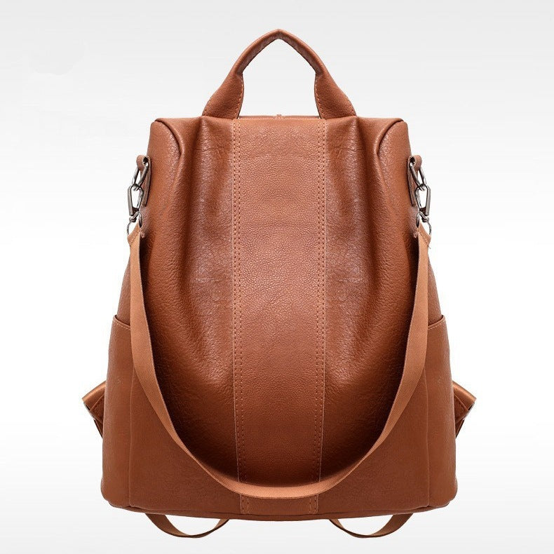 Large Capacity Leather Backpack