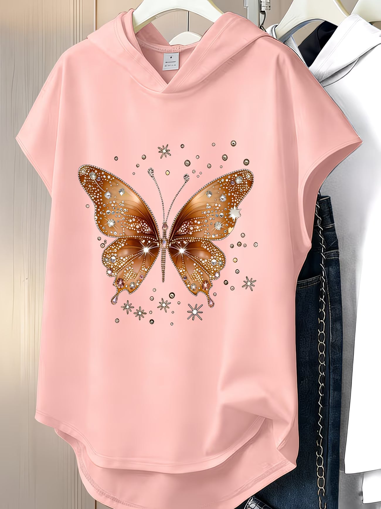Hooded Butterfly Print T-Shirt — Fashion-Forward Loose Fit