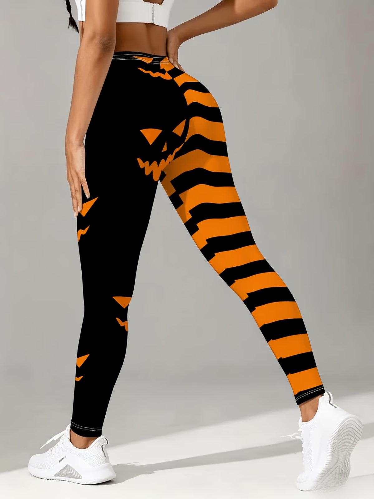 Women's Halloween Ghost & Pumpkin Print Leggings