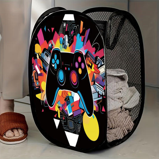 Gaming Controller Pop-Up Laundry Hamper – Colourful Mesh Storage Basket