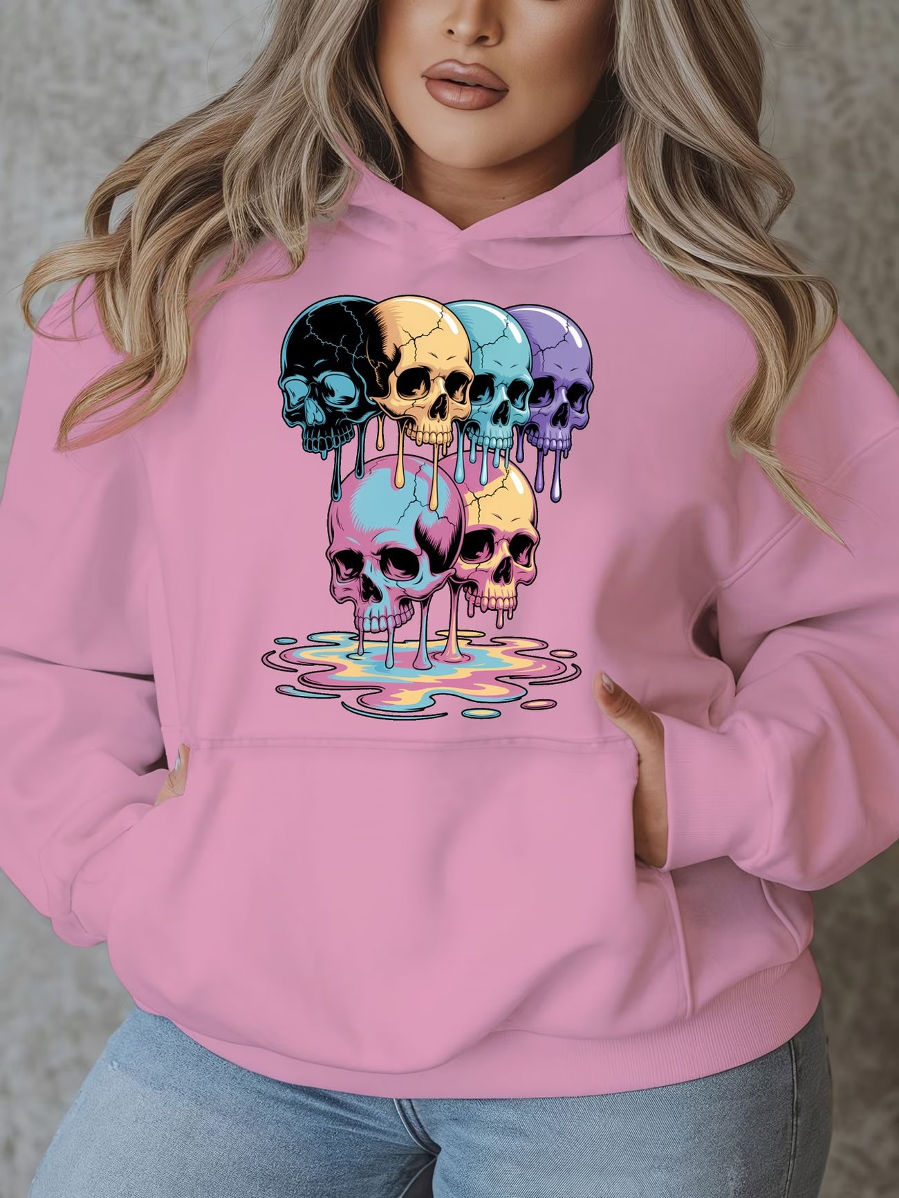 Plus Size - Casual Hooded Pullover Sweatshirt
