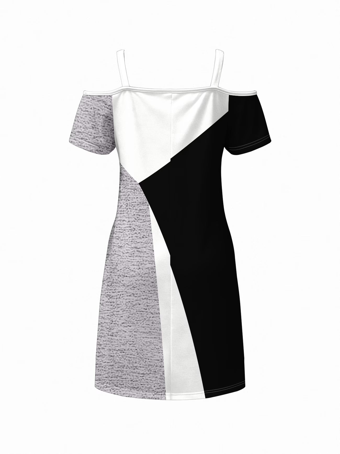 Women's V-Neck Printed Dress with Zipper & Button Detail