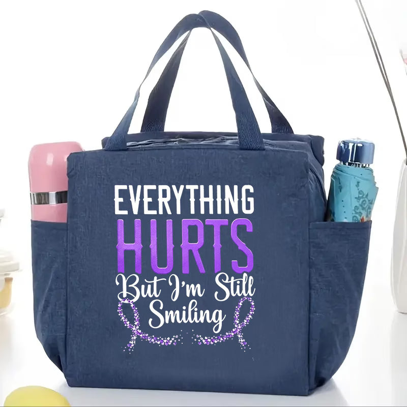 "Everything Hurts But I'm Still Smiling" Awareness Handbag | Purple Ribbon