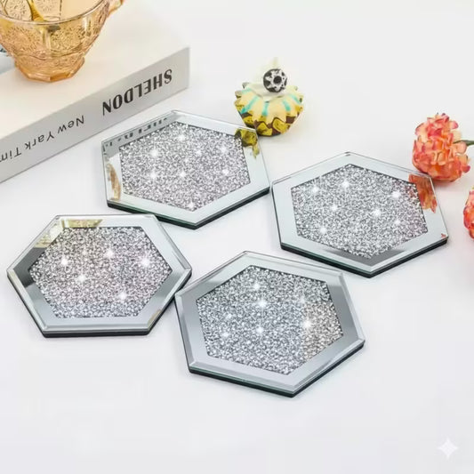 Set of 4 Hexagon Crystal Coasters