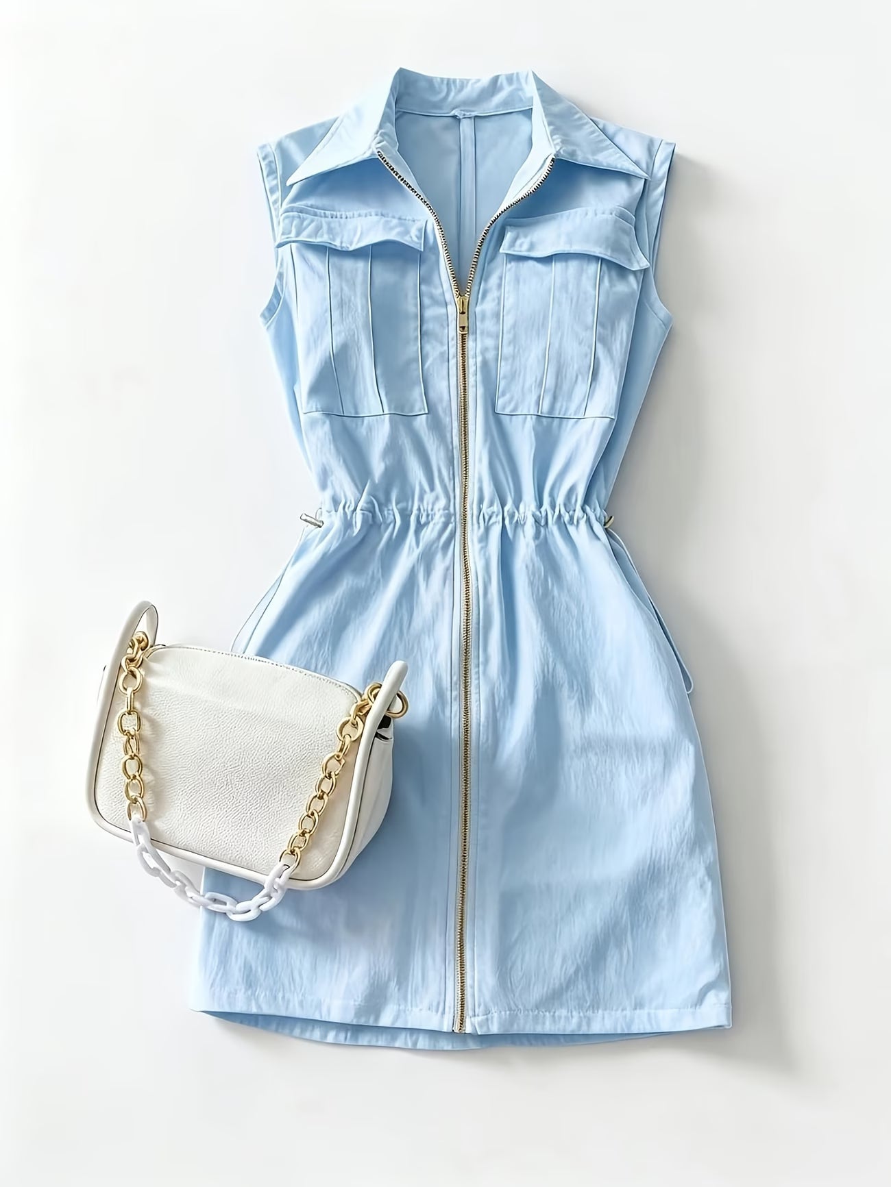 Comfortable Pocket Adjustable Waist-Cinching Commute Versatile Shirt Dress