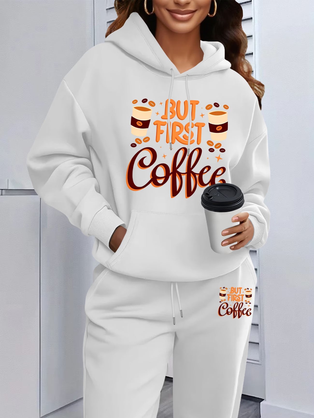 But First Coffee Hooded Sweatshirt & Sweatpants Set