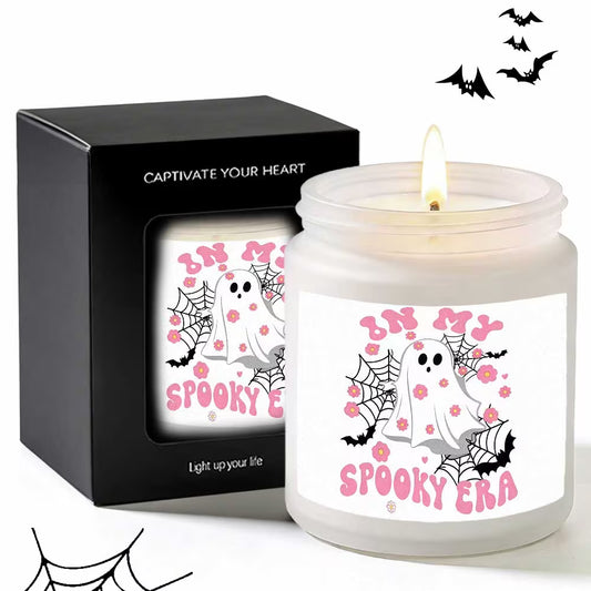 Lavender Scented Glass Jar Candle | In My Spooky Era Floral Ghost Design