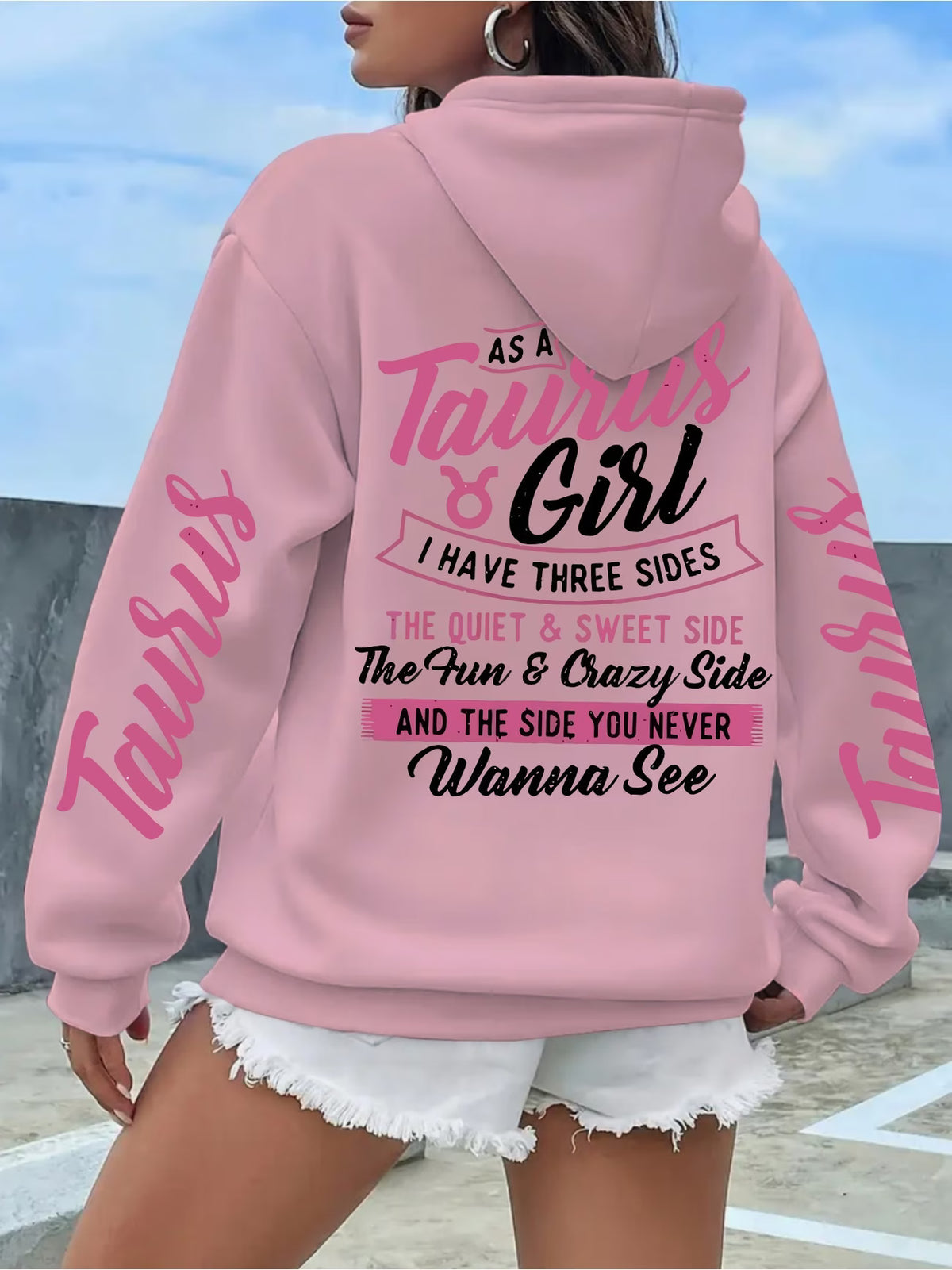 Ladies "Taurus" Letter Pattern Printed Sweater