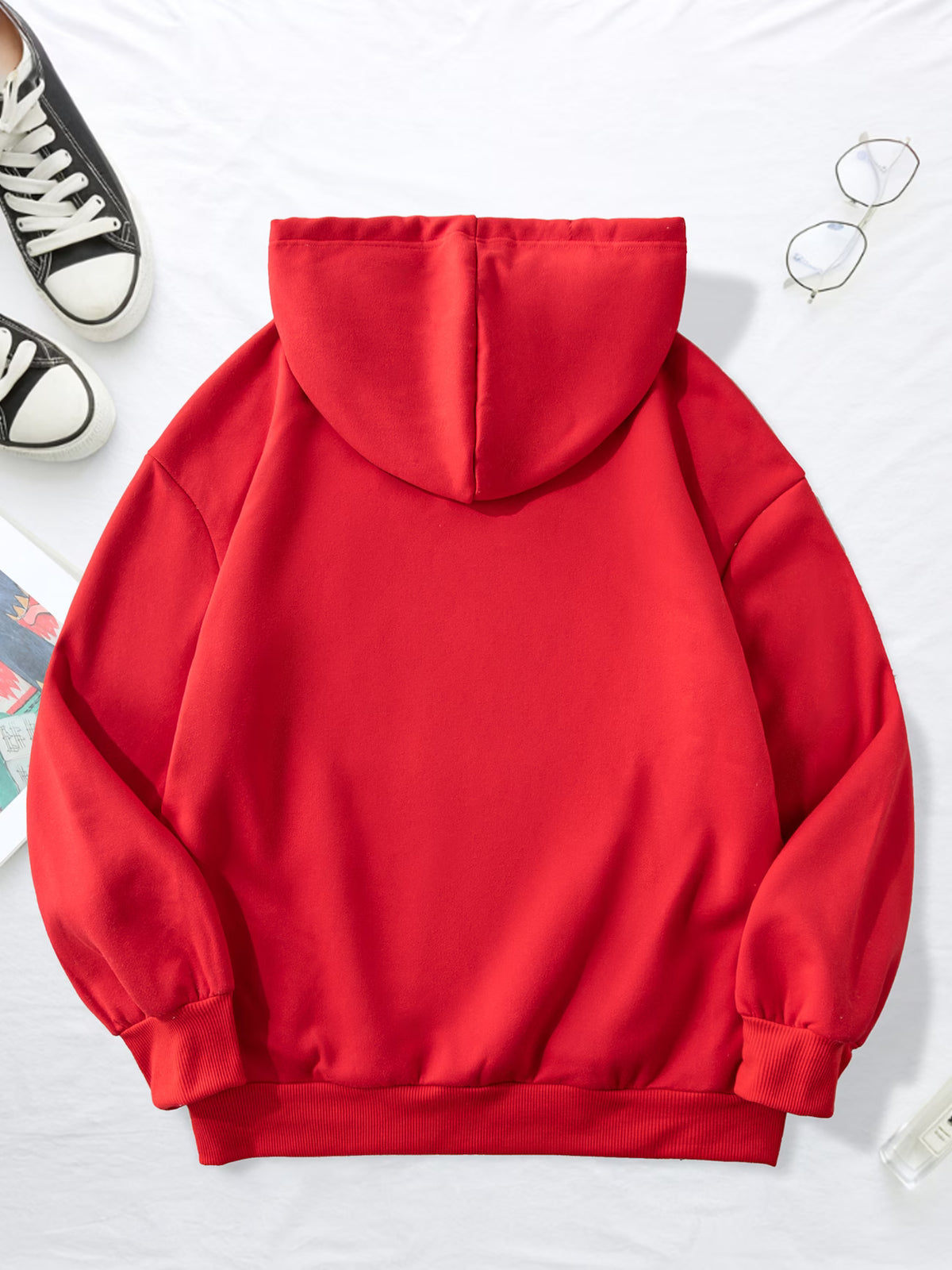 Women's Fleece-Lined Hoodie with Drawstring & Pockets