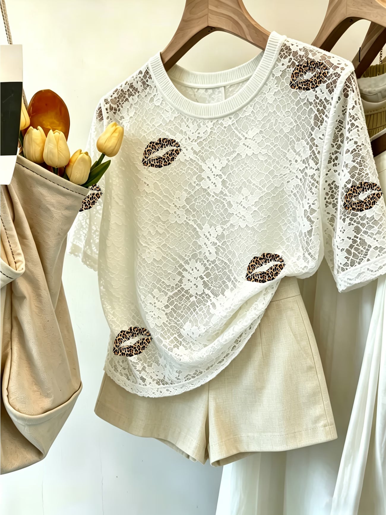 Summer Lace Round Neck Casual T-Shirt