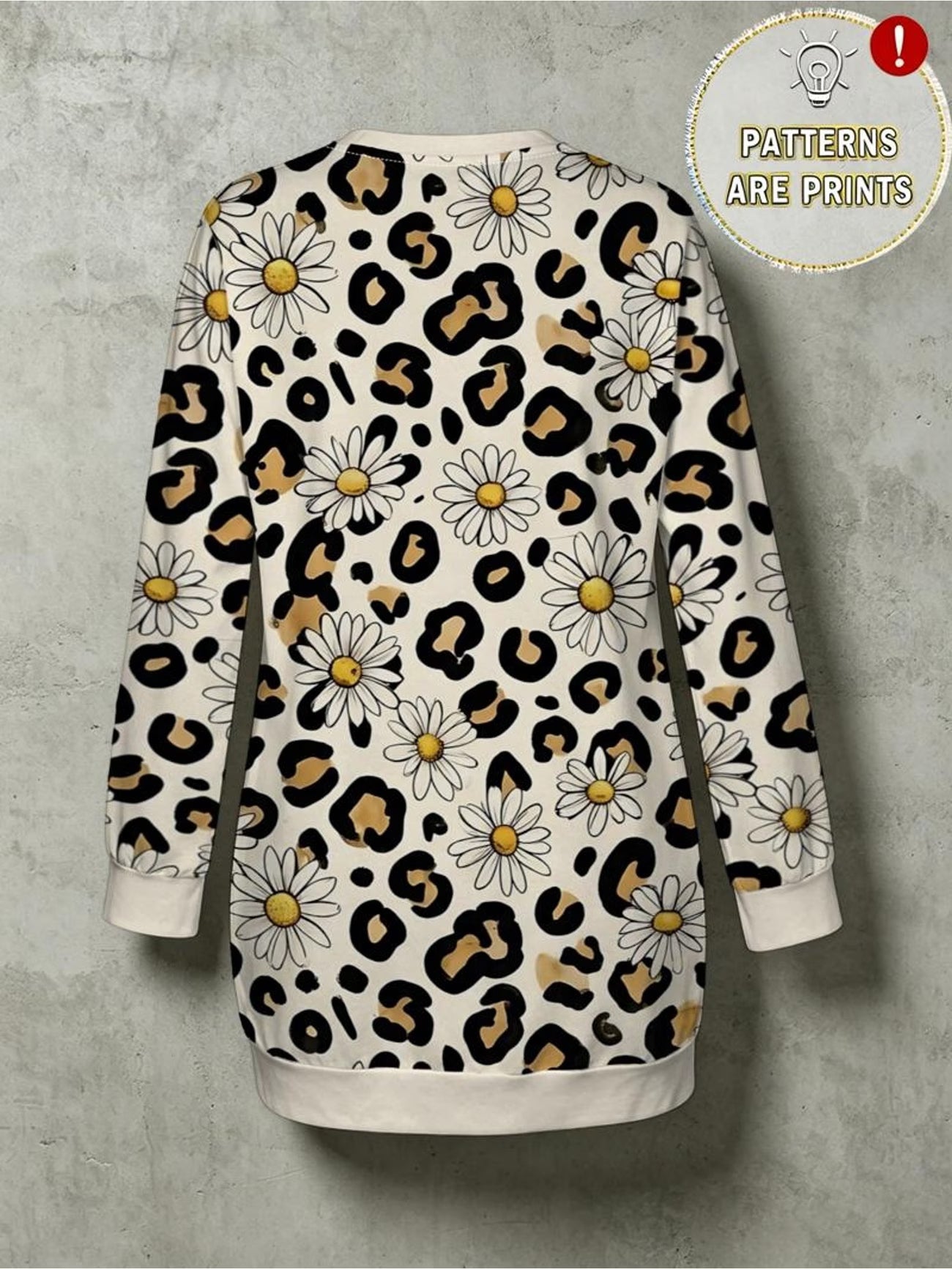 Leopard Daisy Print Loose Sweatshirt