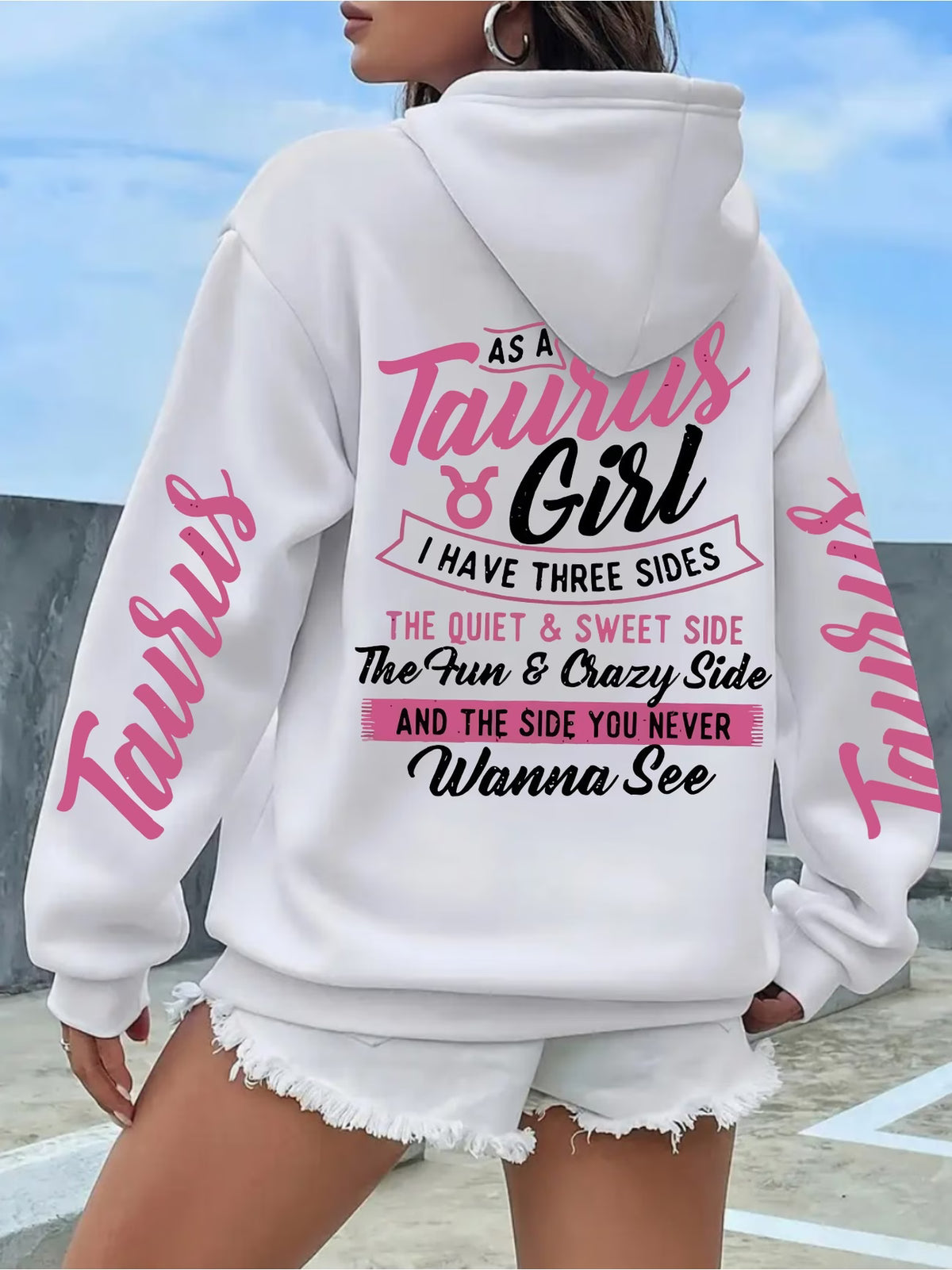Ladies "Taurus" Letter Pattern Printed Sweater