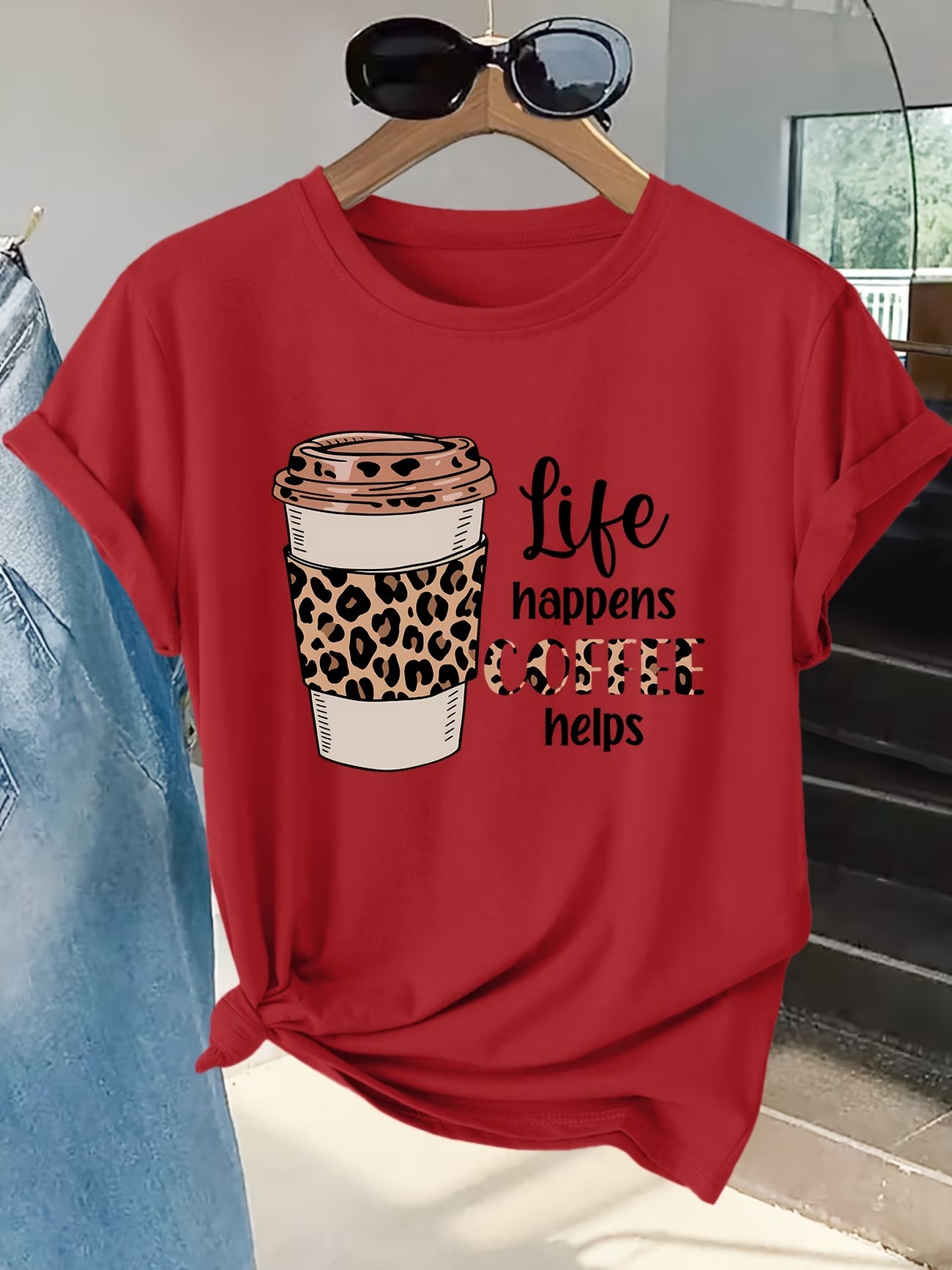 "Life Happens Coffee Helps" Graphic T-Shirt