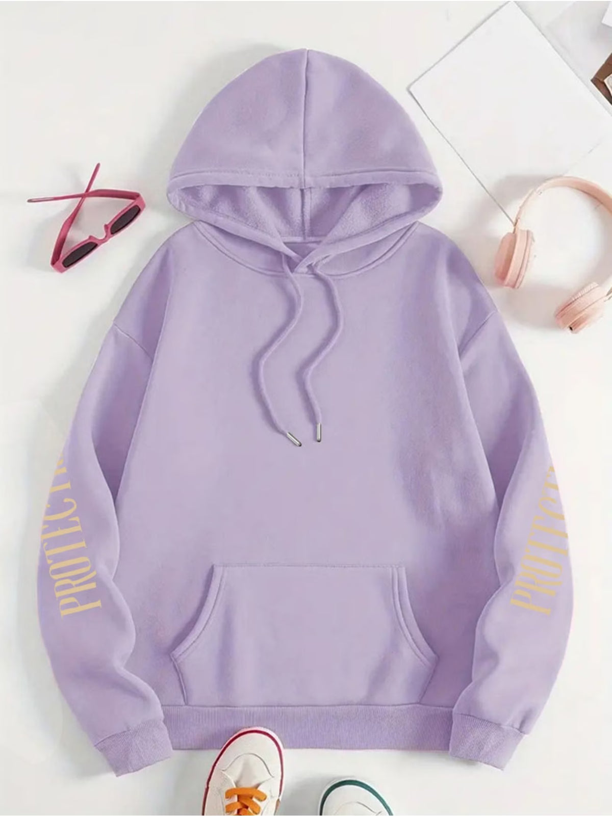Women's Black Golden Wing Print Hoodie