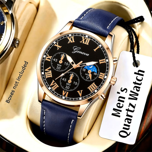 Men's Cool Faux Leather Quartz Watch