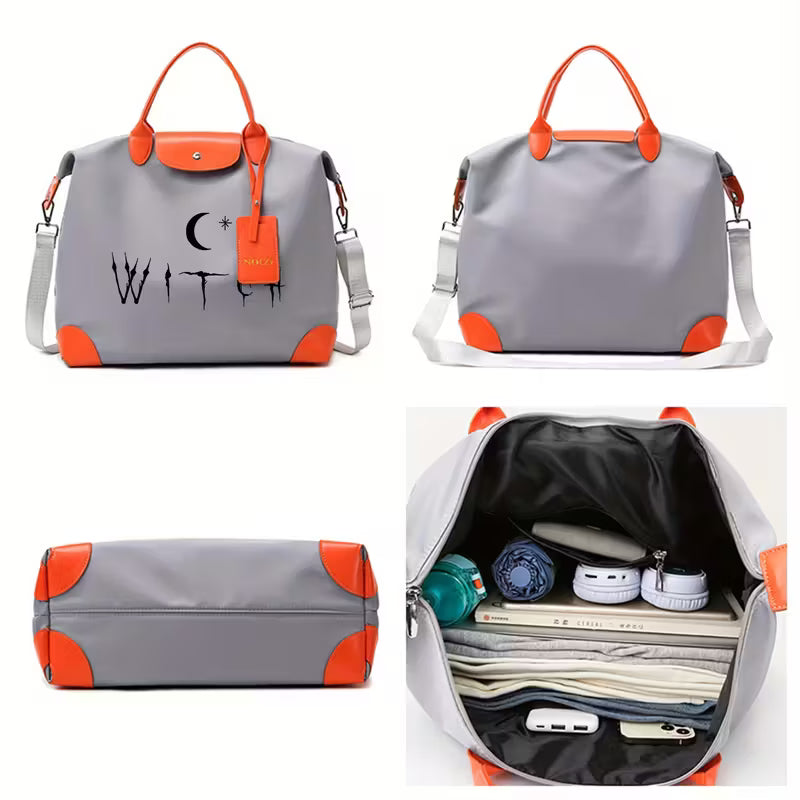 Stylish Witch Print Tote Bag