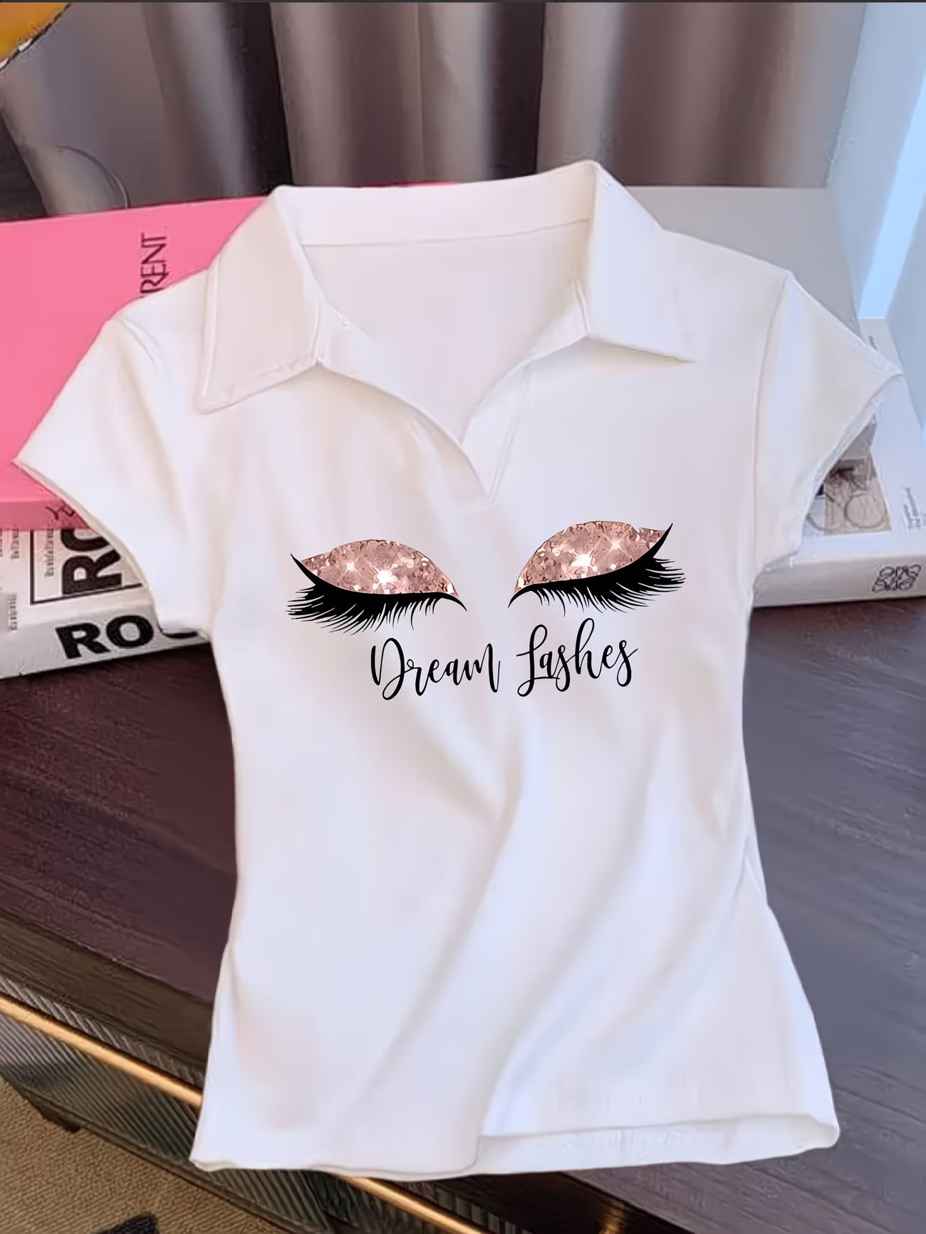 Eyelash Trim Slim Fit Polo Shirt — Feminine Fashion Top