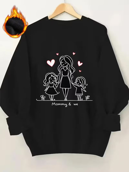 A Mother And Her Two Daughters Hold Hands,