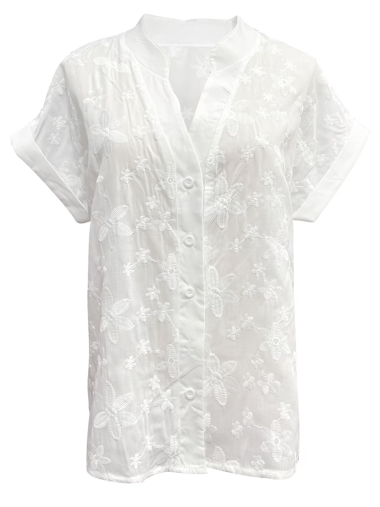 Women's Floral Print Batwing Sleeve V-Neck Top
