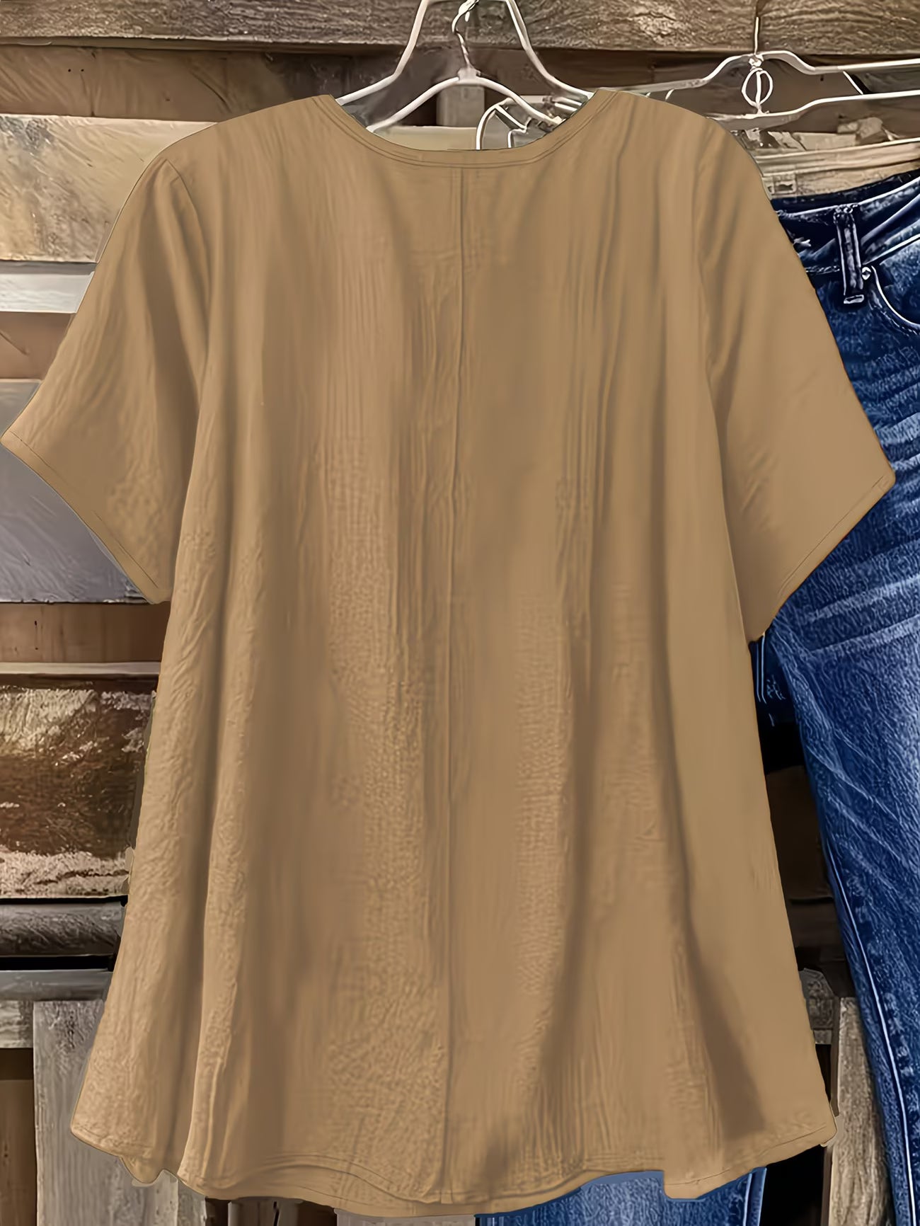 Elegant Solid Colour V-Neck Shirt