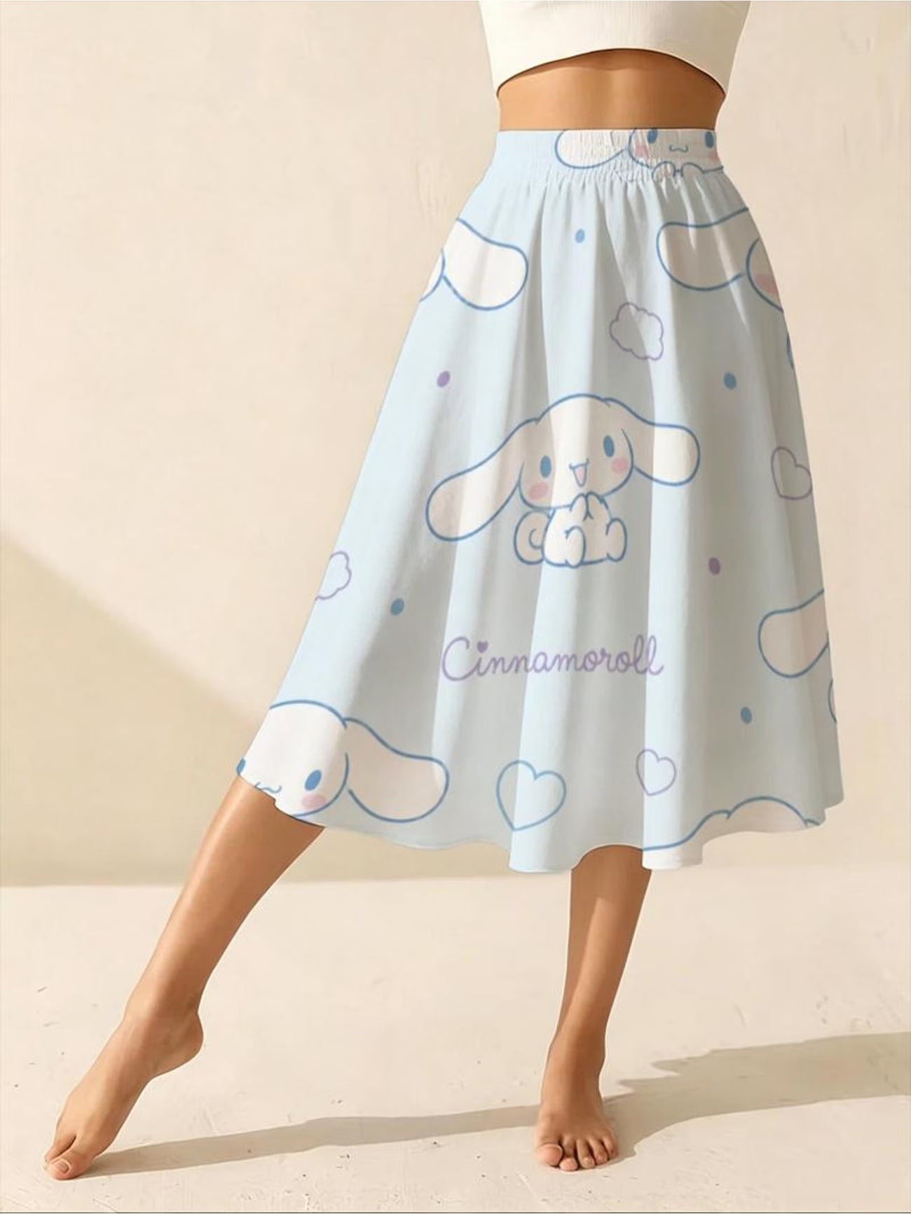 Women's Flared Midi Skirt – Cinnamoroll Print