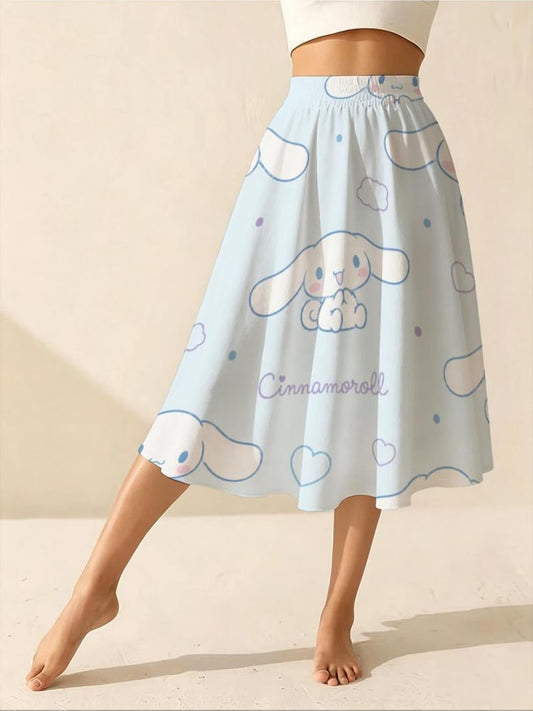Women's Flared Midi Skirt – Cinnamoroll Print