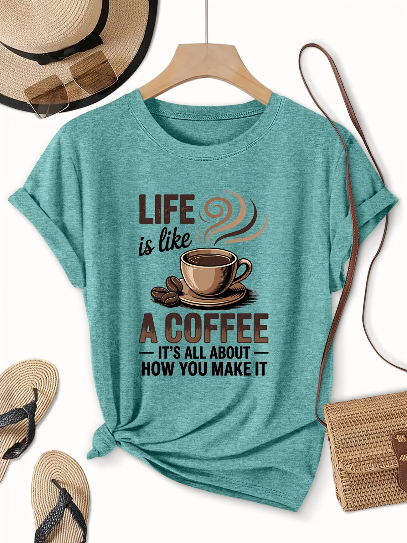 Women's Funny Coffee Cup Graphic Tee | Short-Sleeve T-Shirt