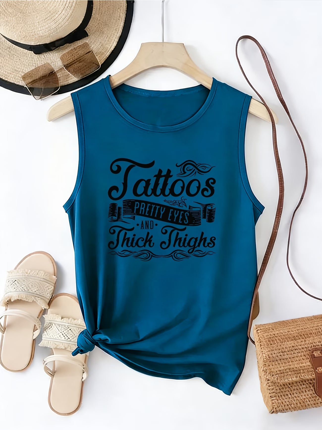 Tattoo Print Round-Neck Tank Top