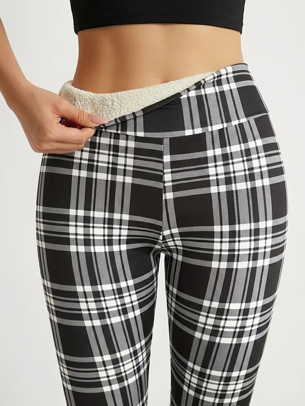 Women's High-Waist Fleece-Lined Leggings, Thick Warm Stretch Trousers