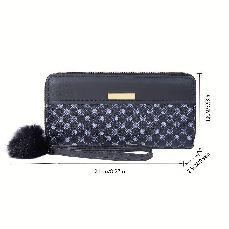 Printed Women's Long Wallet – Zip Closure, Large Capacity Handbag