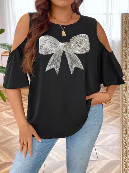 Women's Bow Off-Shoulder Batwing Top