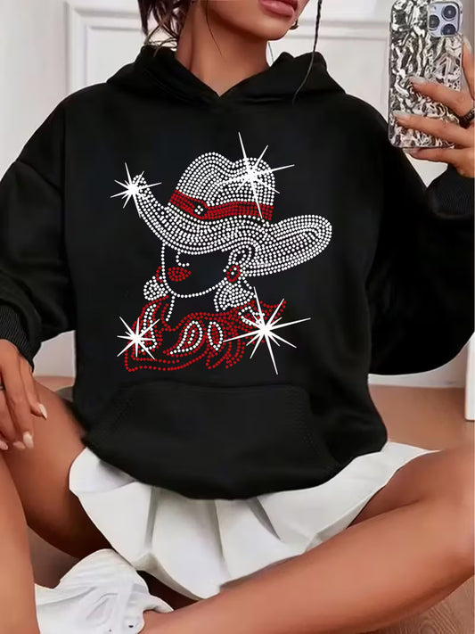 Casual Polyester Hooded Sweatshirt with Kangaroo Pocket,