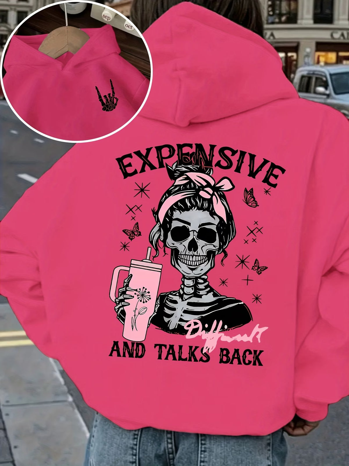 Gothic Punk Skull & Bat Wing Hoodie