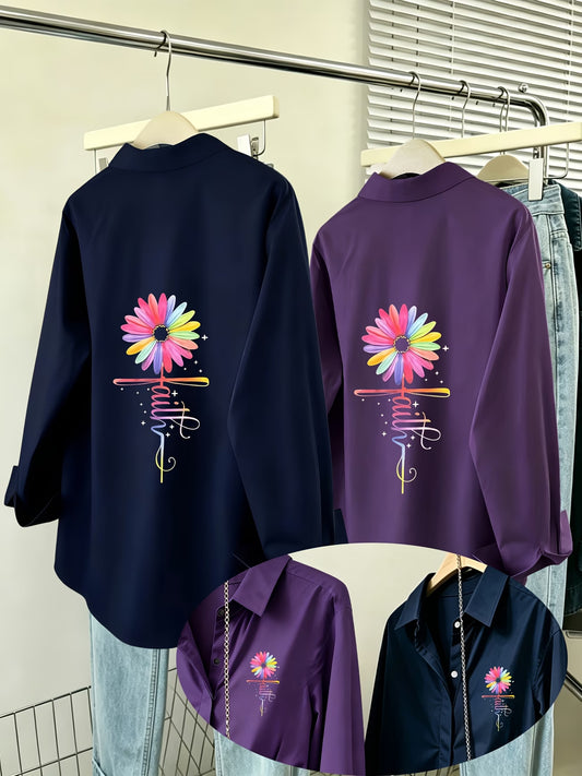 [2-Piece Set] Rainbow Daisy Faith Women's Shirt