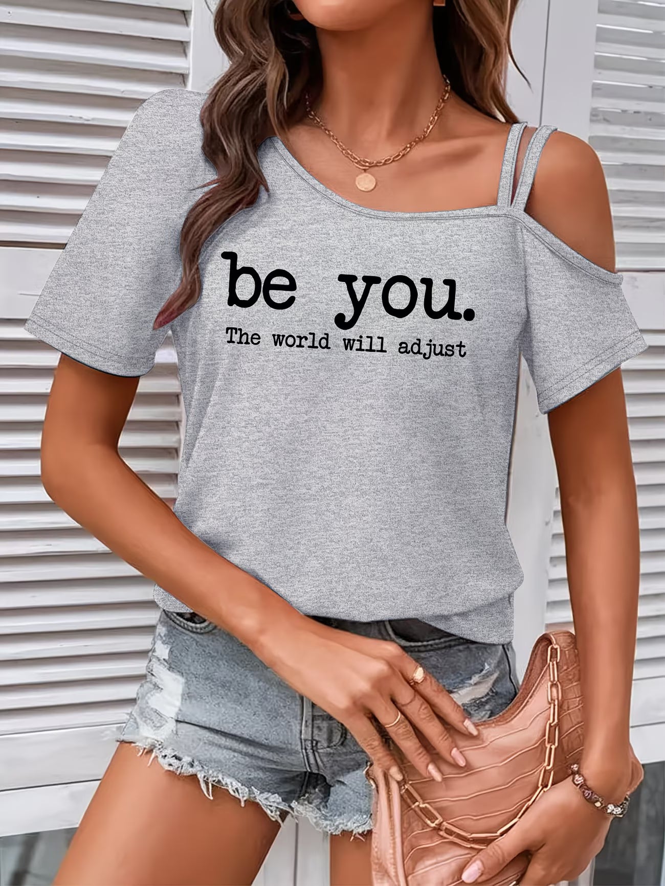 Letter Print Off-Shoulder Top